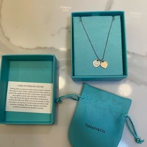 Return to Tiffany double heart tag pendant in silver and rose gold, mini